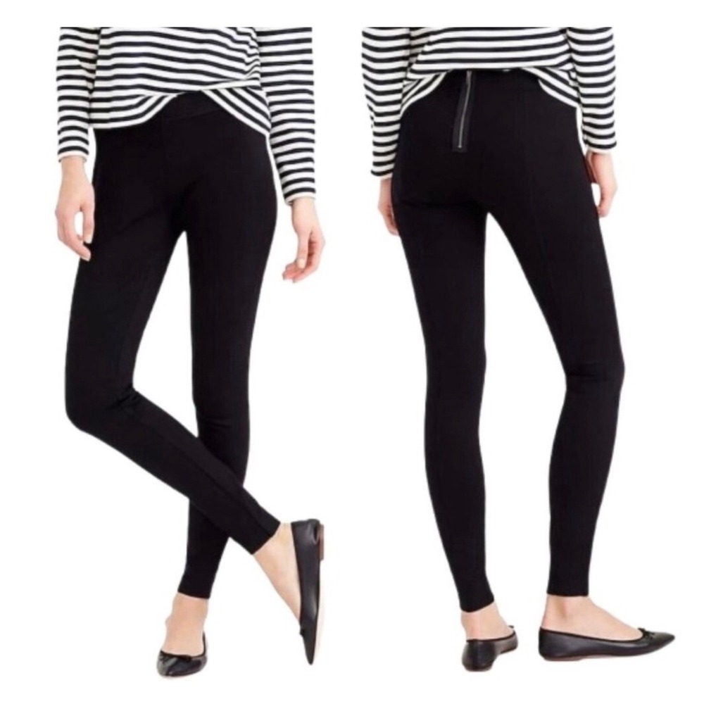 J.Crew Pixie Pant size 0 Black Skinny Leggings Back Zip Ponte Knit 31090 Career